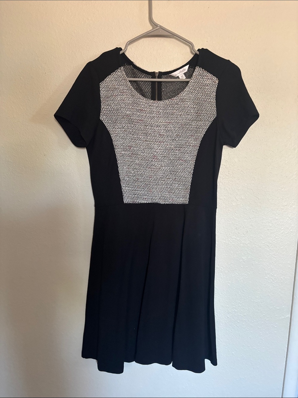 Charlies Black Mini Dress with Gray Textured Front